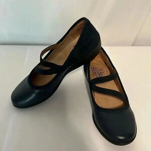 LIFE STRIDE VELOCITY INDIRA WOMENS 7.5‎ M SLIP ON MARY JANE NAVY FAUX LEATHER
